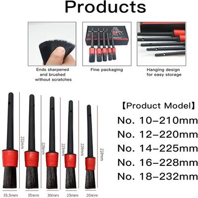 5 шт. Пп детальная щетка с красным и черным цветом для профессиональной детализации автомобиля